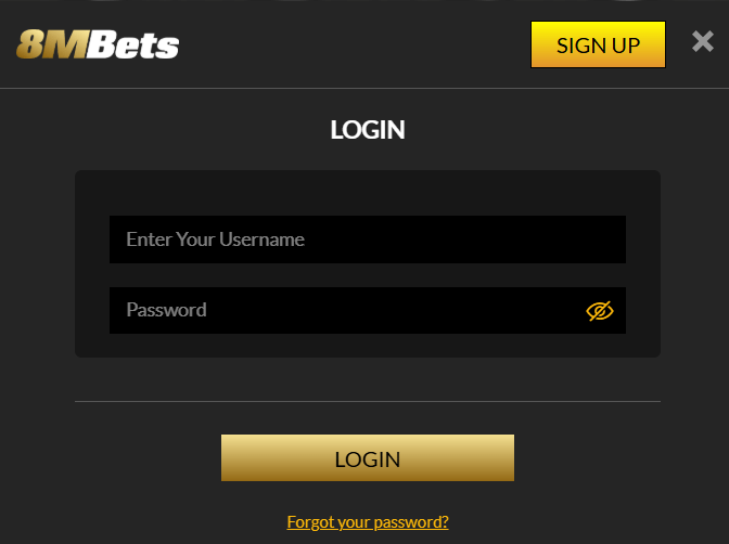 8mbets login screenshot